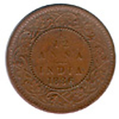 1/12 Anna (Queen Victoria Empress), Bronze Coin reverse