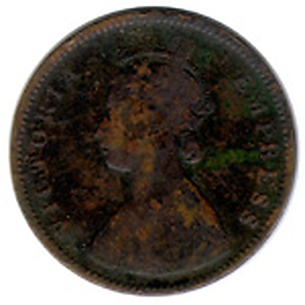 1/2 Anna (Queen Victoria Empress), Bronze Coin obverse