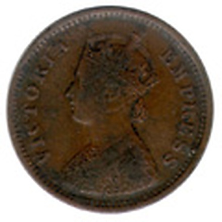 1/2 Pice (Queen Victoria Empress), Bronze Coin obverse