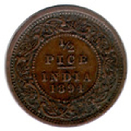 1/2 Pice (Queen Victoria Empress), Bronze Coin reverse
