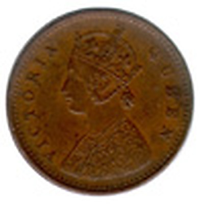 1/12 Anna (Queen Victoria, Mature Bust), Bronze Coin obverse
