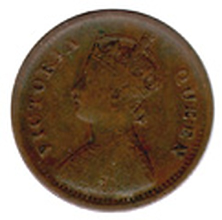 1/2 Pice (Queen Victoria, Mature Bust), Bronze Coin obverse