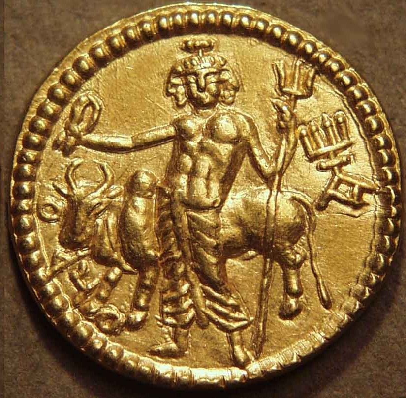 Vasudeva I 1/4 Dinar, Oesho Variant, Gold Coin reverse