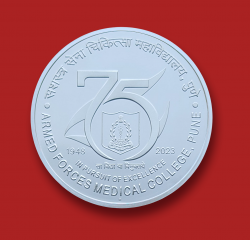 75 Rupees - Platinum Jubilee Celebrations Of Armed Forces, Silver Coin reverse