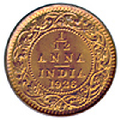 1/12 Anna (George V), Bronze Coin reverse
