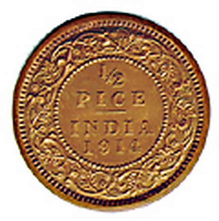 1/2 Pice (George V), Bronze Coin reverse