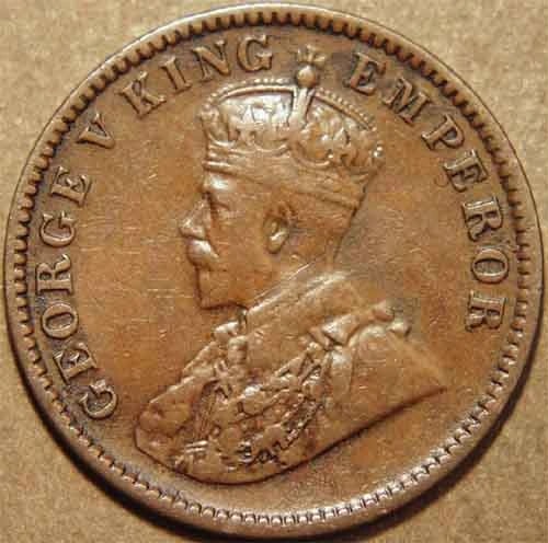 1/4 Anna (George V), Bronze Coin obverse