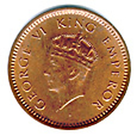 1/2 Pice (George VI), Bronze Coin obverse
