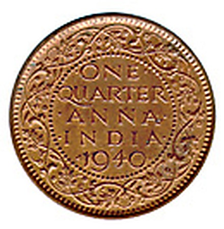 1/4 Anna (George VI), Bronze Coin reverse