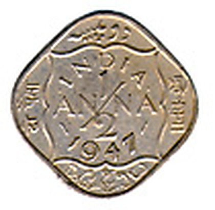 1/2 Anna (George VI), Bronze Coin reverse