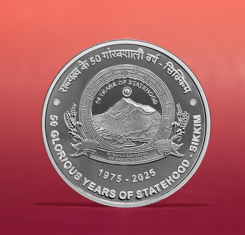 50 Glorious Years Of Statehood-Sikkim, Silver Coin reverse