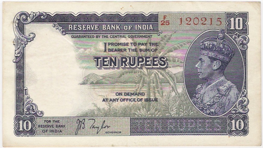 ₹10 — ND (1937-1943) - OBVERSE