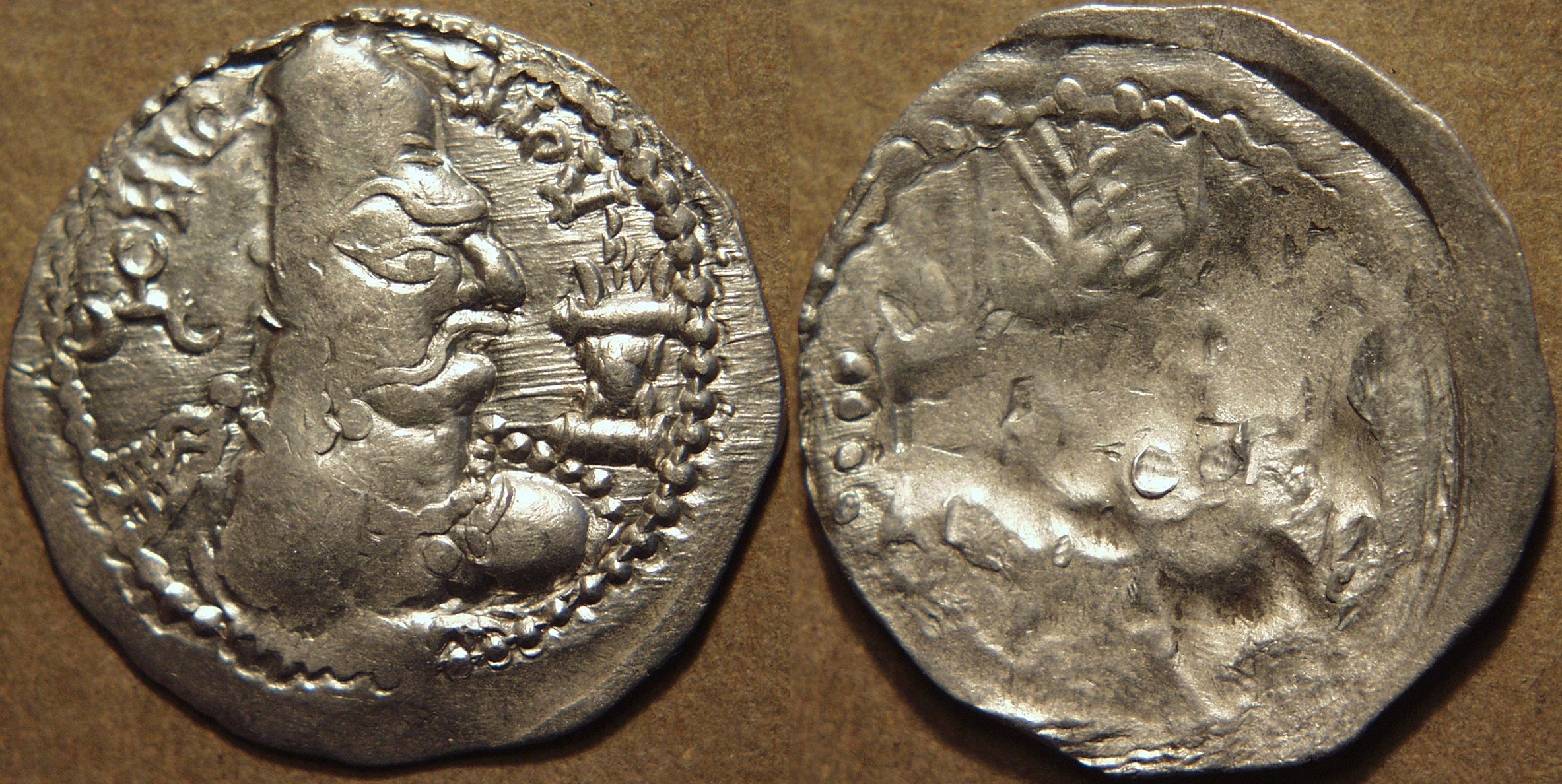 Mehama Silver Drachm, Fine Early Style, Silver Coin obverse