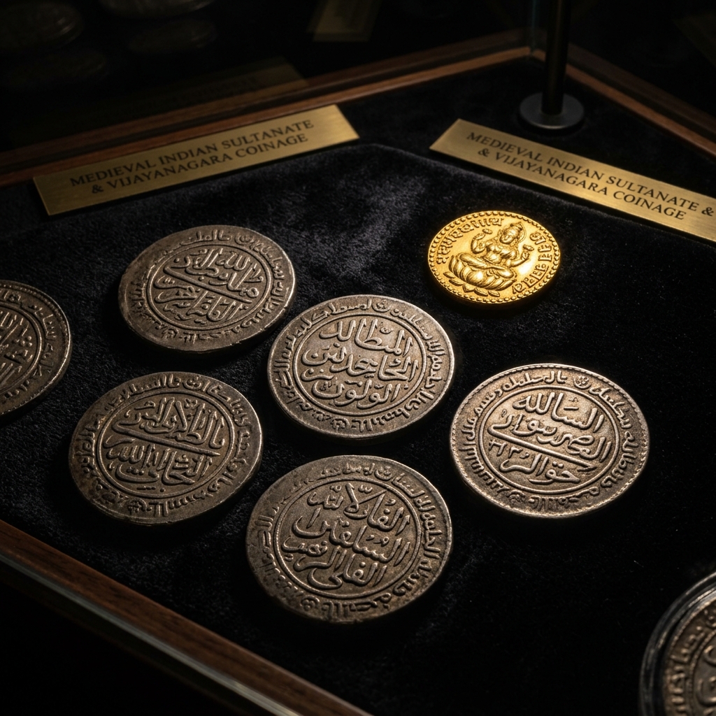 Medieval Delhi Sultanate silver tanka coin with elegant Arabic calligraphy