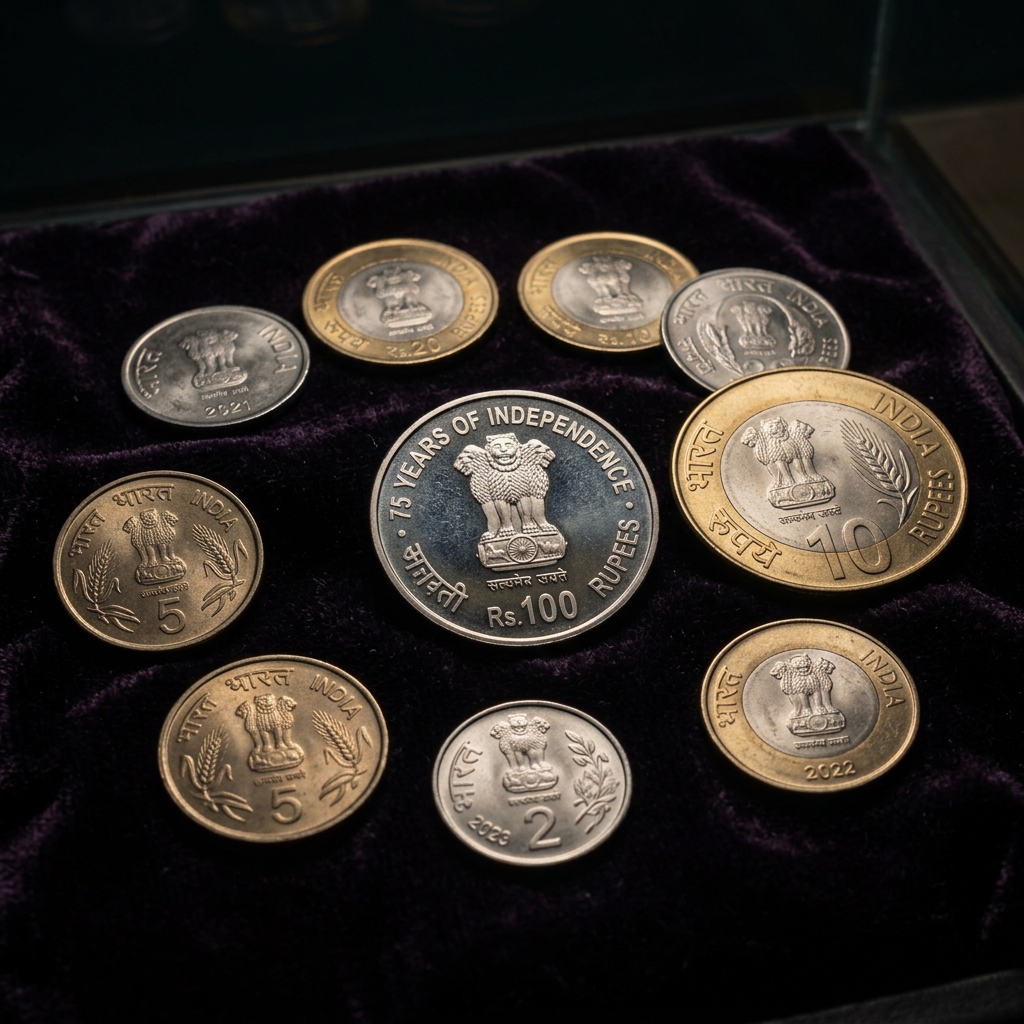 Pre-decimal independent India wheat-motif coin design